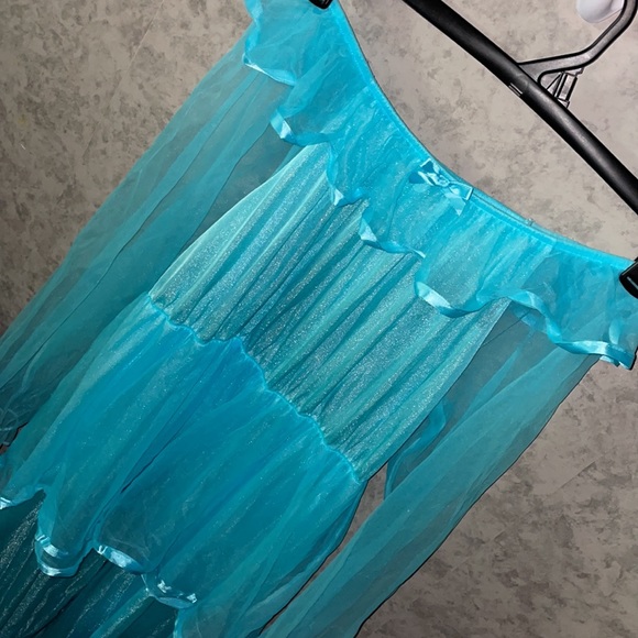 Big Girls Vintage 16 1/2 Aqua Blue Nylon One Piece Pantsuit - Picture 5 of 13